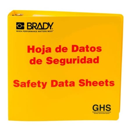 Brady Brady 121186 GHS 3" Safety Data Sheet (SDS) Binder, Spanish, Polyethylene, 3-1/2"W x 11"H 121186